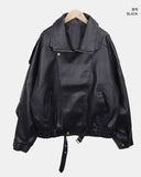 Noem Collar Overfit Leather Jacket