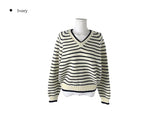 Toto Stripe V-neck Loose Fit Long Sleeve Knit