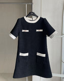 [Wool 20%] Peno Color Matching Tweed A-line Mini One Piece