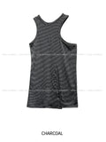 Pin Stripe Unbalance Button Sleeveless
