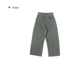 Gran Pocket Cut Line Wide Long Cotton Pants
