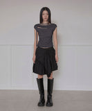 Asymmetrical Draped Strap Roll-Up T-Shirt
