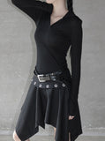 Rubber Wool See-Through Collar Tee