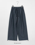 [BAONHAUS] Kotika Dot Denim Balloon Banding Wide Pants