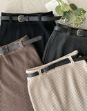 Casey H Ribbed Knit Long Skirt (Belt set)