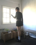 Ponen Cotton Ribbed Crop U-Neck Cardigan