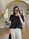 Bubble Puff Balloon Jacquard Tee Blouse
