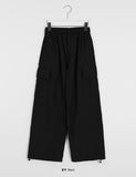 [unisex] Dihen banding string brushed wind cargo pants