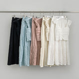 Tiered Frill Sleeveless A-line Banding Long Skirt Two-Piece Set Vacation Look