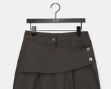 [Fake Layered SET] Chica Kitching Side Two-Button Pintuck Wrap Skirt Wide Long Pants