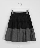Benudine Check Banding Tiered Midi Skirt
