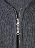 HAIRY LINE KNIT HOOD ZIP-UP
