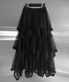 Cherian Chiffon Unbalance Tiered Skirt