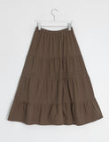 Nayuta Pintuck Tiered Banding Long Skirt