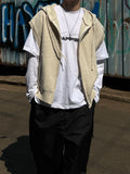 Over Hood Knit Zip-up Vest