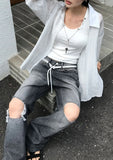 DARK KNEE RIP DENIM