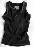 Pigment Henley Neck Damage Detail Muscle Fit Sleeveless
