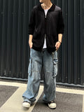 Cold Punching Collar Knit Zip-Up