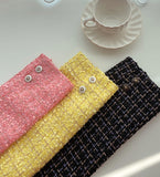Bowl Check V-Neck Pearl Tweed Jacket