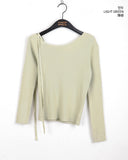 Minnie ribbon strap one-shoulder ribbed knitwear