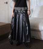 Bold Leather Pleated Skirt