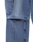 Cutout Zipper Cargo Two-Way Denim Pants