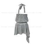 Witty Stripe Flare Halter Sleeveless