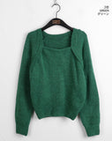 Momi Bolero Square Neck Long Sleeve Knit