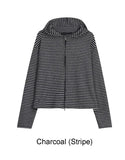 Terren Ribbed Crop Hood Zip-Up