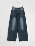 Selgu Washing Denim Wide Pants