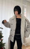 (3oz Quilting) FUR-COLLAR DOUBLE SHORT COAT