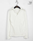 Tarte Slim Long V-Neck Collar Long Sleeve T-Shirt