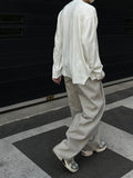 Solid Two-Tuck Cotton Pants