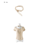 [Corsage scarf set] Vian Flower Shirring Short Sleeve T-shirt