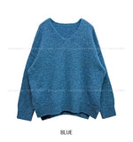 Tiyee slit V-neck unbalance long knit