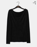 Saff Fur Slit Button Boat Neck Knit T-shirt