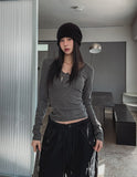 Melt button pocket U-neck hood