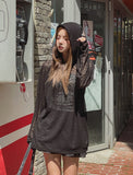 Layered see-through knitwear hoodie