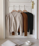 Leveyu V-neck Puff Knit Cardigan