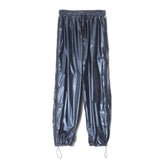 Metallic Side Zipper Pants