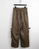 Zuri Y2K Washing Suede Cargo Back Banding Long Wide Pants
