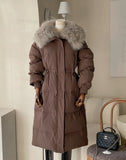 Ziel Fox Fur Collar String Duck Down Long Padding