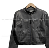 Oul vintage washing biker leather jacket