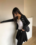 Penzo Ribbed Round Long Sleeve Cardigan