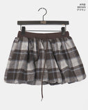 Bellet Check Balloon Pumpkin Mini Skirt