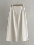 Belden Buckle Unbalance Pleated Long Skirt