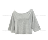 Mio pinstripe off-shoulder layered set