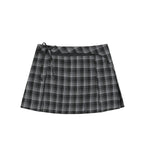 Pocket layered check skirt