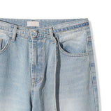 Q's Belted Wide Denim Pants