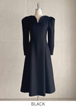 Madrin Heart Neck Tweed Flare One Piece